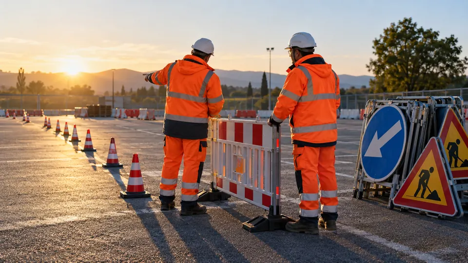 Scena illustrativa di segnalamento temporaneo: Aggiornamento per addetti e preposti alla pianificazione, controllo e apposizione della segnaletica stradale in presenza di traffico veicolare