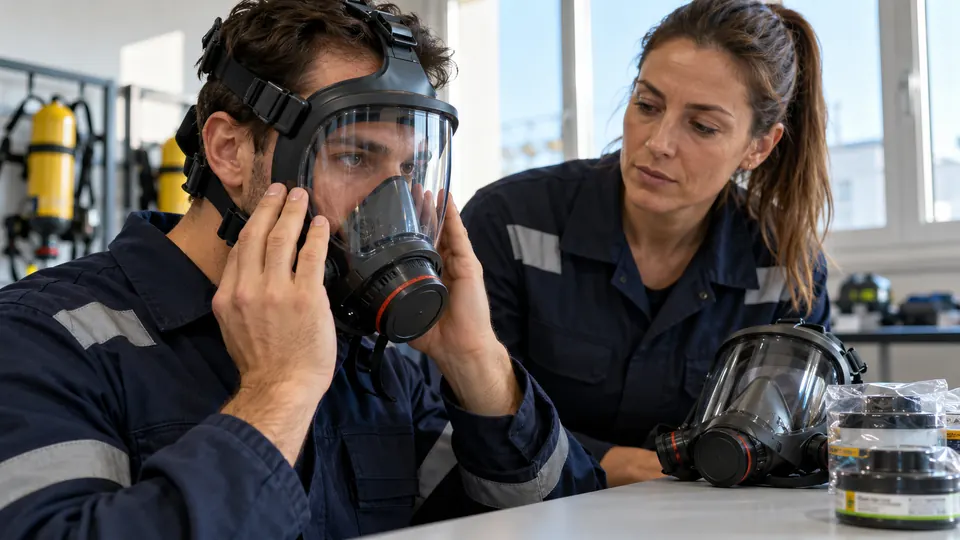 Scena illustrativa di formazione: Corso APVR – Apparecchi di protezione delle vie respiratorie e addestramento