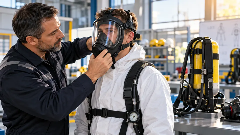 Scena illustrativa di formazione: Corso APVR – Apparecchi di protezione delle vie respiratorie