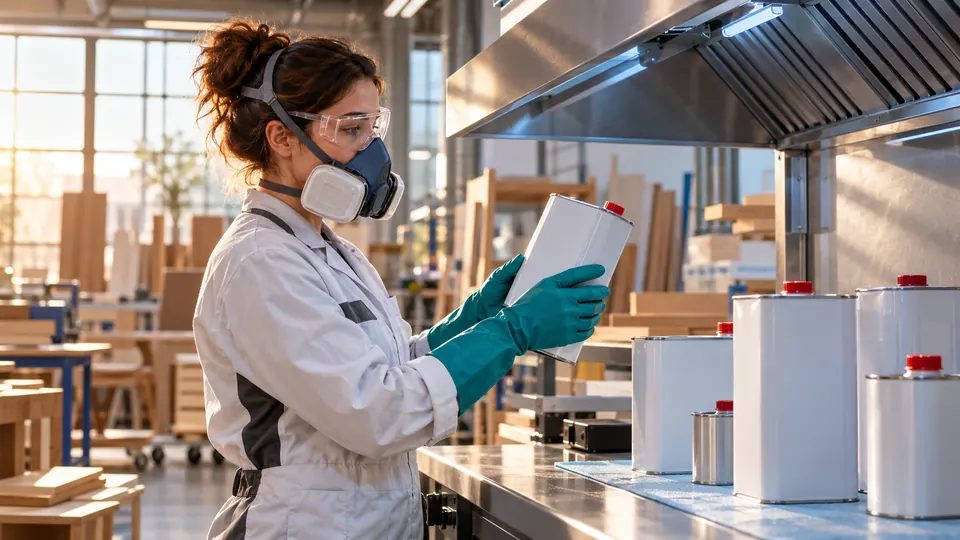 Scena illustrativa di formazione e prevenzione del rischio chimico: Formazione intermedia sull’uso sicuro dei diisocianati