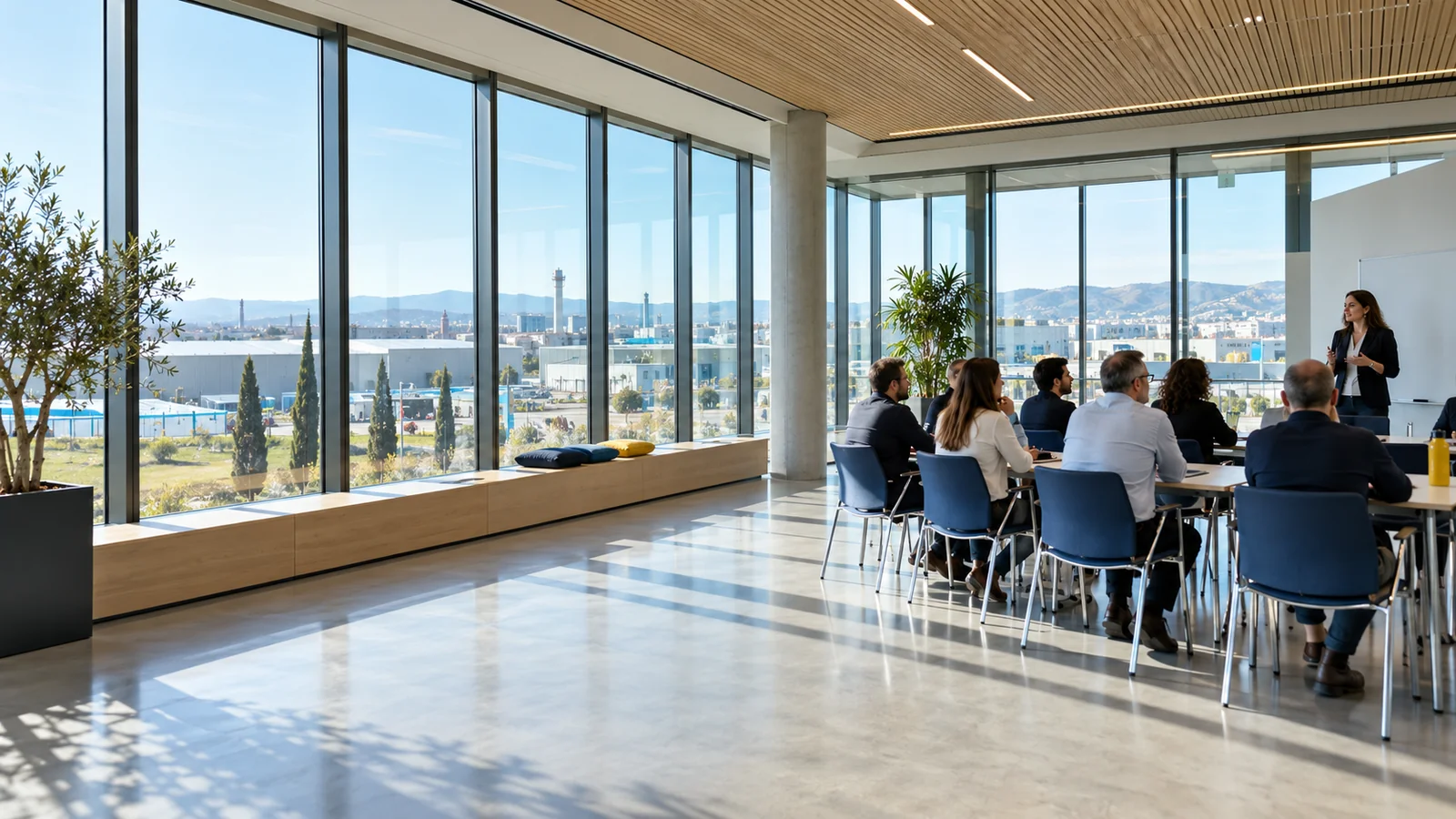 Ambiente di formazione contemporaneo e luminoso